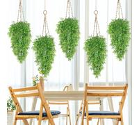 OLRWSLG 5 Pack Artificial Hanging Plant, Faux Bamboo Hanging Plants Artificial Foliage Fake Leaves Trailing Plant Weeping Drooping Plants Greenery Faux Fake Ivy Decoror for Indoor Outdoor Decor