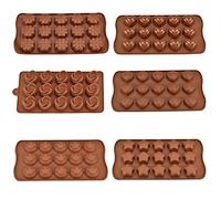 OLRWSLG 6Pcs Silicone Chocolate Moulds Non-Stick Candy Molds Kit Flower Shape Chocolate Candy Mold Brown Cake Chocolate Making Molds for Chocolates, Candies, Soaps, Jellies, Cakes