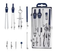 OLRWSLG 7 Pcs Metal Compass, Premium Metal Drafting Compasses Professional Compass Drawing Compasses Set Precision Compasse with Lock Wheel Extra Lead Refills Geometry Precision Tool Set for School