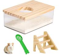 OLRWSLG Hamster Sand Bath Transparent Hamster Bath Container With Ladder Hamsters Sand Bathroom Hamsters Bathtub Small Animal Toilet Dig Box with Cleaning Scoop for Syrian Hamsteres Guinea Pig Rat