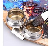 OLRWSLG Stainless Steel Palette Cup Large Mouth Double Dipper Megilp Turpentine Solvent Container with Screw Cap Oil Palette Cup for Watercolor Acrylic Oil Painting