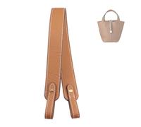 OLSEEY Genuine Leather Purse Strap for Picotin/Lindy/Evelyne Bags，Togo Leather Shoulder Straps Replacement for Handbag UnAdjustable (Gold Brown-Gold Hardware)