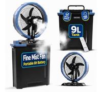 Olsen & Smith 10in Portable Cordless Cooling Misting Fan Rechargeable Oscillating Air Circulating Electric Floor Standing for Indoor Outdoor Tabletop Desktop Home Bedroom Office with Remote Control