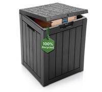 Olsen & Smith 113L Tall Garden Storage Box Seat - Outdoor Patio Deck Chest-Carbon