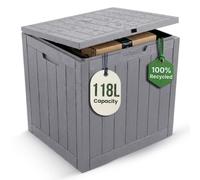 Olsen & Smith 118L Recycled Lockable Compact Garden Storage & Parcel Box | 100% Recycled, Lockable, Sit-On Lid, Weatherproof, Anthracite, Balcony & Patio, Cushions Tools Toys Parcels & Furniture