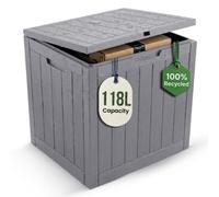 Olsen & Smith 118L Recycled Lockable Compact Garden Storage & Parcel Box 100% Recycled, Lockable, Sit-On Lid, Weatherproof