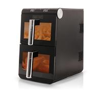 Olsen & Smith 11L Vertical Dual Stack Air Fryer with Two 5.5L Baskets | Space-Saving Vertical Design, Viewing Windows, Digital Touch Display, Dual Cook Functions, 13 Presets, Compact, Black