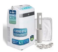 Olsen & Smith 12000 BTU 4-in-1 Portable Air Conditioner - Cooling, Dehumidifier, Fan & Sleep Mode, Quiet 45dB, 24H Timer, Remote - Bedroom, Living Room, Office - White, Window Kit Included