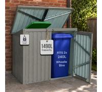 Olsen & Smith 1490L 3x5ft Metal Wheelie Bin Storage Shed for 2x 240L Bins