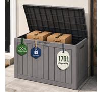 Olsen & Smith 170L Outdoor Storage Box Waterproof, Small Plastic Garden Storage Box - Taupe