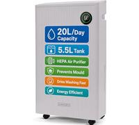 Olsen & Smith 20L/Day Quiet Dehumidifier & HEPA Air Purifier for Home