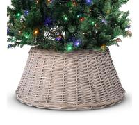 Olsen & Smith 26x58cm Christmas Tree Skirt - Natural Willow Festive Decorative Christmas Tree Base Cover Wicker Xmas Tree Skirt Decoration 40x58x26cm