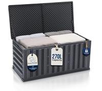 Olsen & Smith 270L Folding Garden Storage Box, Quick Setup & Space-Saving | Folds Away When Not in Use, 5-Min Setup, Wheels & Handles, Tough PP Panels, Lockable + Padlock, Weatherproof, Indoor/Outdoor