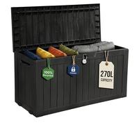 Olsen & Smith 270L Recycled Sit-On Garden Storage Box & Bench, Lockable