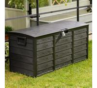 Olsen & Smith 290L Outdoor Storage Box Waterproof, Plastic Garden Storage Box With Seat Top & Lock, Black