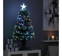 Olsen & Smith 3ft Fibre Optic Christmas Tree Prelit Artificial Tree with Lights in Dark Green Olsen & Smith Dark Green 3ft