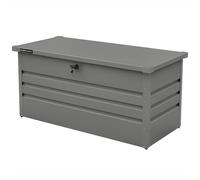 Olsen & Smith 400L Large Metal Outdoor Garden Storage Box - Weather Resistant Heavy Duty Garden Box with Built In Lock - Massive Capacity Storage Chest for Tools Cushions Toys & More, Grey