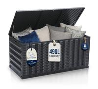 Olsen & Smith 490L Folding Garden Storage Box, Quick Setup & Space-Saving | Folds Away When Not in Use, 5-Min Setup, Wheels & Handles, Gas-Assisted Lid, Lockable + Padlock, Weatherproof, Indoor/Outdoor