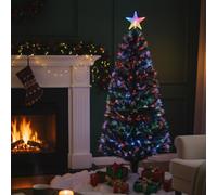 Olsen & Smith 5ft Fibre Optic Christmas Tree Pre Lit with Star Topper in Dark Green Olsen & Smith Dark Green 5ft