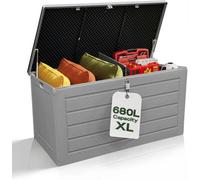 Olsen & Smith 680L Large Wood-Effect Garden Storage Box & Bench Seat