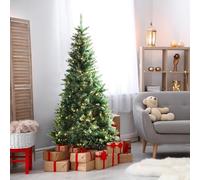 Olsen & Smith 6ft Pre Lit Christmas Tree 300 White LED Lights & 700 Branch Tips Pine Xmas Tree for Home Decor - Artificial Christmas Tree 6ft and Metal Stand - Traditional Christmas Decor