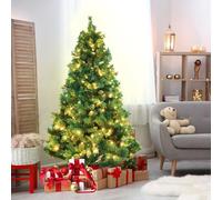 Olsen & Smith 6ft Pre Lit Christmas Tree 300 White LED Lights & 700 Branch Tips Pine Xmas Tree for Home Decor - Artificial Christmas Tree 6ft and Metal Stand - Traditional Christmas Decor