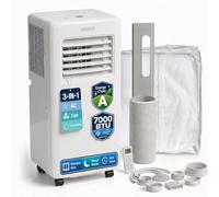 Olsen & Smith 7000 BTU Portable Air Conditioner & Dehumidifier - 3-in-1 Quiet Cooling for Bedrooms up to 18m², 54dB Sleep Mode, 24H Timer & Remote - Mobile Aircon with Window Kit, White