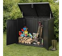 Olsen & Smith 775L Waterproof Lockable Outdoor Garden Storage Shed & Box | Fits 2x 180L Bins, Lockable with Padlock, Twin Doors + Lift Lid, Weatherproof, Bike & Tool Store, Outdoor, 116x71x112.5cm