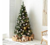 Olsen & Smith 7ft Large Christmas Tree Artificial Pre Lit PVC Tree with LED Lights in Dark Green Olsen & Smith Dark Green 7ft
