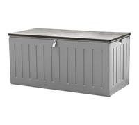 Olsen & Smith 830L Capacity Outdoor Garden Storage Box With Padlock Plastic Shed - Weatherproof & Sit On with Wood Effect Chest (830-Litre, Anthracite)
