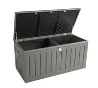 Olsen & Smith 830L XXL Garden Storage Box & Seat for 2 - Outdoor Large Plastic Weather Resistant Tool Storage Chest with Lid - Lockable - Includes Padlock | Waterproof Deck Box for Cushions & Toys