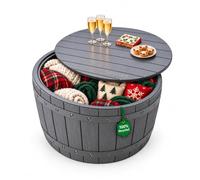 Olsen & Smith Barrel Garden Storage Box & Seat - Round Patio Side Table | 127L outdoor cushion, pool toy & deck chest - lockable, lift-off lid, 100kg sit-on - 100% recycled, circular, tool-free