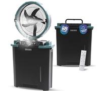 Olsen & Smith Large 16in Portable Cordless Cooling Spray Fan Rechargeable Oscillating Air Circulating Electric Floor Standing for Indoor Outdoor Home Office Garden Camping with Wheels & Remote Control