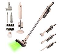 Olsen & Smith Lightweight 18000pa Self-Emptying Vacuum Cleaner 250W Upright Cordless Handheld Stick Vacuum Cleaner with Base Station, Dust Light & Accessories for Home, Furniture, Car & More (Cream)