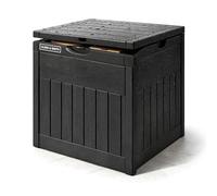 Olsen & Smith Lockable Outdoor Garden Plastic Storage Box Container Chest - Small Lawn Balcony Furniture, Weather Resistant, Wood Panel Effect (126L)
