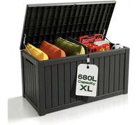Olsen & Smith Outdoor Storage Box - 680L Weatherproof Large Garden Storage Box - Lockable Plastic Storage Chest For Garden & Patio