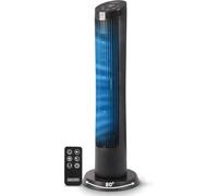 Olsen & Smith Pedestal & Desktop Tabletop Air Circulator Fan - Portable Quiet Oscillating Floor Standing Upright Electric Air Circulating Fans for Bedroom Office Living Room, Remote (Black Tower)