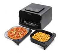 Olsen & Smith Pizza Air Fryer 2400W with 12in Pizza Stone - Stone-Baked Crispy Base Pizza Oven & 6L Multi-Function Air Fryer, Presets for Fries, Steak, Fish & Baking, Removable Crisping Plate, Black