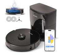 Olsen & Smith Robot Vacuum Cleaner with Mop & Self-Empty Station - 6500Pa Suction, Laser Navigation, Vacuum & Mop in One, 3L Auto-Empty, App Control, HEPA - Slim 9.8cm, Hard Floors & Carpets, Black
