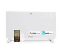 Olsen & Smith Smart Glass Panel Heater, 2500W Electric Radiator, Wall Mounted Or Freestanding, Wifi App Control, White