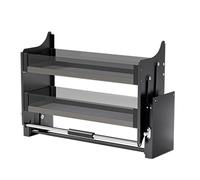 OLSKFUH 2-Tier Pull-Down Cabinet Organizer, Space-Saving Pull-Out Shelf For Kitchen Appliances, Adjustable Load Bearing, Aluminum Alloy & Tempered Glass, Black,564x280x550mm