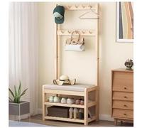 OLSKFUH 3 In 1 Hallway Shoe Rack & Coat Hanger Bench Multi Functional Entryway With 2 Level Hooks Easy Assembly 60 X 31 X 172 Cm Perfect For Home Use,