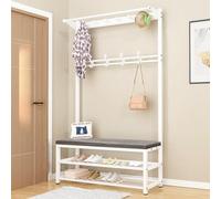 OLSKFUH 3-In-1 Industrial Coat Rack & Shoe Bench Nizer - Entryway Nizer With Removable Shelf Easy Assembly Space-Saving Storage Solution For Small Spaces Stylish Hallway Furnitur,D-100 cm
