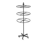 OLSKFUH 3-Tier Round Garment Rack, 360° Rotating Display Stand With 5 Wheels For Retail Store, Boutique, And Home Closet,White-H-190cm