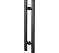 OLSKFUH Barn Door Handle,Double Sided Push Pull Entry Door Handle,Brushed Stainless Steel H Shape Sliding Door Handle For Glass Door Wooden Door,Heavy Duty Swing Door Handle 2,Black-120cm/47inch