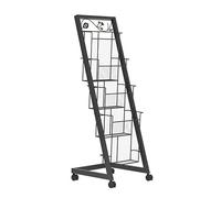 OLSKFUH Bookcases,Floor-Standing Magazine Rack, Pamphlets Layered Bookshelf With Wheels Book Display Shelf Storage Stand For Exhibitions Shopping Malls Hospitals Offices,Black-33x33x115cm