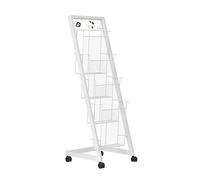 OLSKFUH Bookcases,Floor-Standing Magazine Rack, Pamphlets Layered Bookshelf With Wheels Book Display Shelf Storage Stand For Exhibitions Shopping Malls Hospitals Offices,White-33x33x115cm