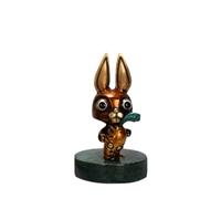 OLSKFUH Brass Big-Eyed Rabbit Carrot Sculpture,Metal Copper Animal Zodiac Rabbit Statue Model Crafts Desktop Ornament Bar Home Living Room Bookshelf Wine Cabinet Decor Accessories,