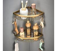 OLSKFUH Brass Floating Corner Shower Shelf Caddy With Multifunctional Wall Mounted Kitchen Seasoning Bottles Holder Storage Rack/Rose Gold,Antique Two Tier