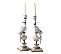 OLSKFUH Candlesticks Holders Nordic Ceramics With Copper Candlestick Ornaments, Blue And White Ceramic Parrot Candlesticks, Porch Classical Home Living Room Crafts Ornaments Candle Ho,A
